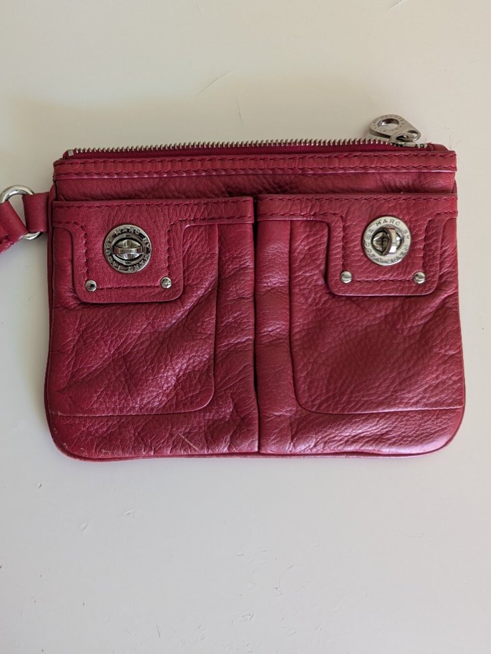 Marc by Marc Jacobs Red Leather Wristlet Silver Hardware
